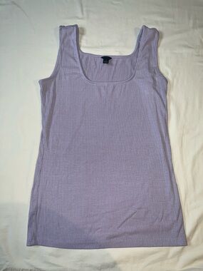 Ann Taylor Lilac Ribbed Square-Neck Tank Top